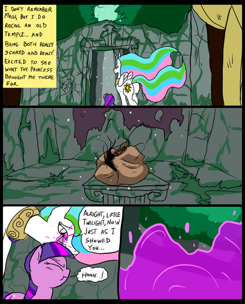 Size: 827x1025 | Tagged: artist:metal-kitty, comic, comic:mlp project, derpibooru import, filly, gak, princess celestia, safe, twilight sparkle