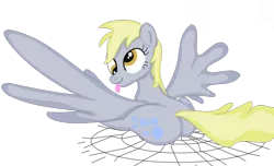 Size: 900x546 | Tagged: safe, artist:tumiohax, derpibooru import, derpy hooves, pegasus, pony, :p, female, iron plot, looking back, mare, plot, simple background, sitting, smiling, solo, spread wings, tongue out, transparent background