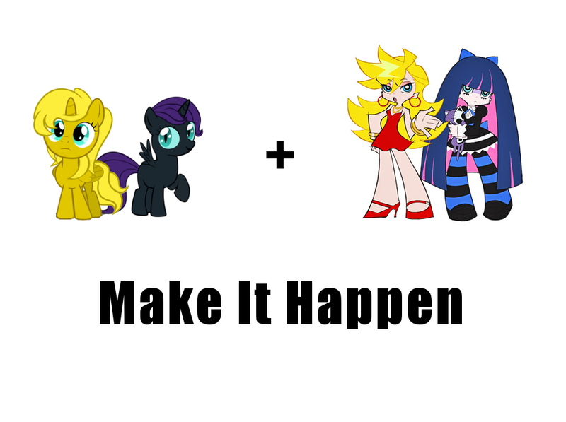 Size: 952x711 | Tagged: safe, derpibooru import, oc, oc:nyx, oc:ticket, unofficial characters only, alicorn, pony, alicorn oc, anarchy panty, anarchy stocking, cannot unsee, exploitable meme, make it happen, meta, panty and stocking with garterbelt