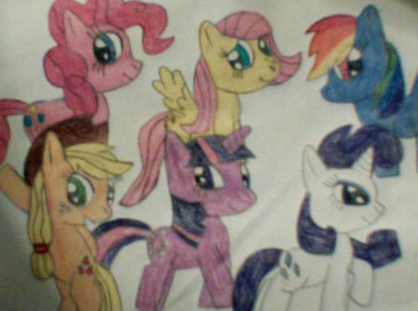 Size: 594x442 | Tagged: safe, artist:mollyketty, derpibooru import, applejack, fluttershy, pinkie pie, rainbow dash, rarity, twilight sparkle, mane six