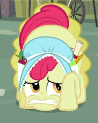 Size: 316x400 | Tagged: animated, apple bloom, beehive, bonnet, cropped, derpibooru import, family appreciation day, loop, safe, screencap, shaking