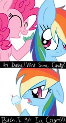 Size: 657x1216 | Tagged: artist:wubcakeva, candy, derpibooru import, ice cream, pinkie pie, rainbow dash, safe, vulgar