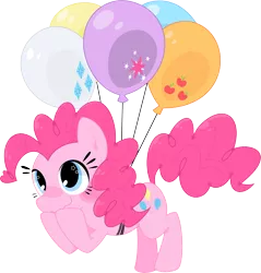 Size: 4793x5010 | Tagged: safe, artist:mochi--pon, derpibooru import, pinkie pie, earth pony, pony, absurd resolution, balloon, cute, female, floating, mare, simple background, smiling, solo, then watch her balloons lift her up to the sky, transparent background, vector