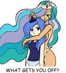 Size: 680x745 | Tagged: artist:megasweet, breasts, derpibooru import, humanized, meta, princess celestia, princess luna, princess molestia, suggestive