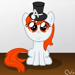 Size: 5000x5000 | Tagged: absurd resolution, artist:nyax, derpibooru import, female, filly, hat, oc, oc:karma, ponified, reddit, safe, sitting, top hat, vector