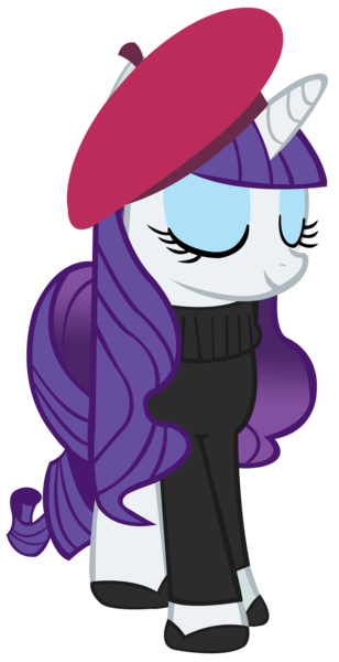 Size: 1344x2616 | Tagged: artist:purplefairy456, beatnik rarity, beret, clothes, derpibooru import, hat, rarity, safe, simple background, solo, sweater, transparent background, turtleneck, vector