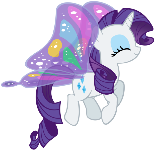 Size: 1912x1843 | Tagged: safe, artist:purplefairy456, derpibooru import, rarity, pony, unicorn, butterfly wings, eyes closed, flying, glimmer wings, gossamer wings, simple background, solo, transparent background, vector, wings
