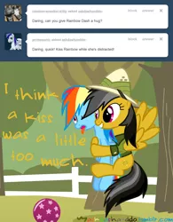 Size: 1280x1644 | Tagged: artist:drumblastingquilava, ask, askdashanddo, daring do, derpibooru import, hug, rainbow dash, safe, tumblr