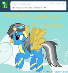 Size: 1280x1366 | Tagged: artist:drumblastingquilava, ask, askdashanddo, daring do, derpibooru import, safe, tumblr, wonderbolts, wonderbolts uniform