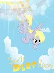 Size: 1000x1333 | Tagged: safe, artist:abductionfromabove, derpibooru import, derpy hooves, pegasus, pony, bubble, cloud, cloudy, female, flying, mare, sky, solo, sonic boom, sonic rainboom, sonic xboom