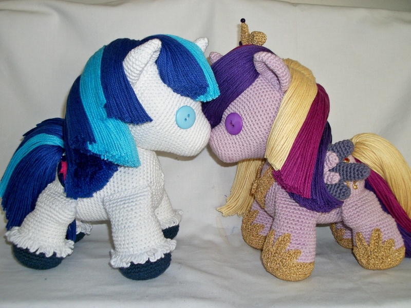 Size: 1280x960 | Tagged: safe, artist:masterplanner, derpibooru import, princess cadance, shining armor, pony, amigurumi, crochet, irl, photo, plushie