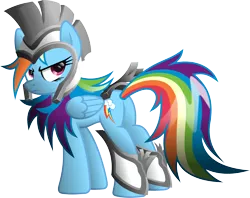 Size: 2876x2279 | Tagged: safe, artist:ratchethun, derpibooru import, rainbow dash, pegasus, pony, armor, looking back, simple background, solo, transparent background