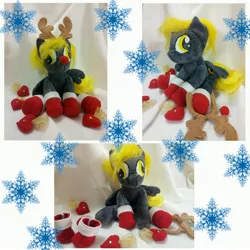 Size: 4000x4000 | Tagged: safe, artist:leelootaa, derpibooru import, derpy hooves, pegasus, pony, antlers, boots, christmas, female, irl, mare, photo, plushie, solo