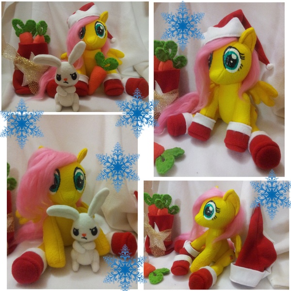 Size: 4000x4000 | Tagged: angel bunny, artist:leelootaa, boots, christmas, derpibooru import, fluttershy, hat, irl, photo, plushie, safe, solo