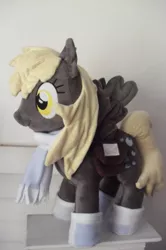 Size: 424x639 | Tagged: safe, artist:justwanttosew, derpibooru import, derpy hooves, pegasus, pony, boots, clothes, female, irl, mailbag, mare, photo, plushie, scarf, solo