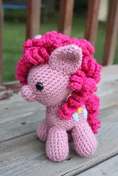 Size: 3168x4752 | Tagged: safe, artist:milesofcrochet, derpibooru import, pinkie pie, pony, amigurumi, crochet, irl, photo, plushie, solo