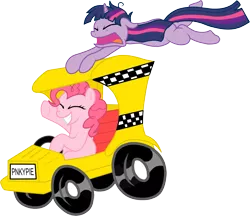 Size: 2205x1903 | Tagged: artist:sakaki709, artist:thestipplebrony, crazy taxi, derpibooru import, pinkie pie, safe, taxi, twilight sparkle