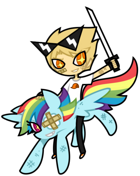 Size: 560x705 | Tagged: artist:nekozneko, crossover, derpibooru import, dirk strider, homestuck, injured, rainbow dash, safe