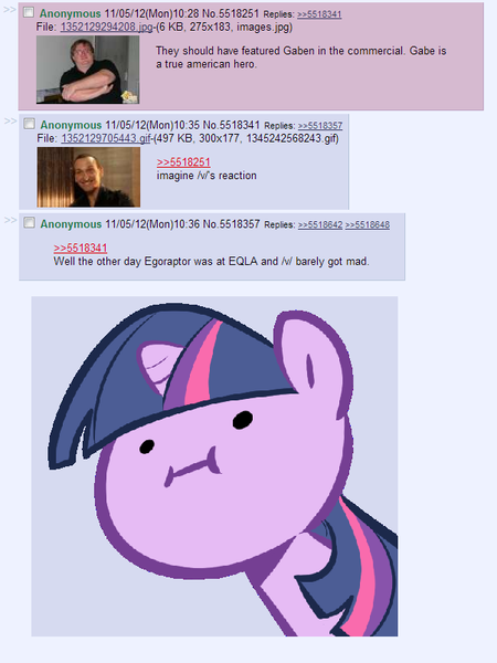 Size: 602x803 | Tagged: 4chan, derpibooru import, egoraptor, gabe newell, meme, meta, /mlp/, pony curious, possible brony, safe, twilight sparkle, wut face