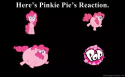 Size: 890x550 | Tagged: safe, derpibooru import, pinkie pie, earth pony, pony, burst, comic, exploitable meme, female, inflation, mare, memegenerator, pop, popping, wide eyes