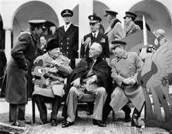 Size: 2911x2275 | Tagged: safe, artist:davca, derpibooru import, princess celestia, spike, human, pony, fdr, franklin d. roosevelt, franklin roosevelt, irl, josef stalin, photo, ponies in real life, sitting, vector, winston churchill, world war ii, yalta conference