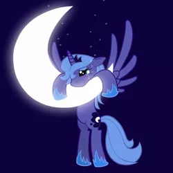 Size: 900x900 | Tagged: artist:seabastian, crescent moon, crying, derpibooru import, princess luna, safe, solo, tangible heavenly object, transparent moon