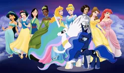Size: 1242x731 | Tagged: safe, derpibooru import, princess celestia, princess luna, aladdin, ariel, beauty and the beast, belle, belly button, cinderella, clash of hasbro's titans, clothes, cut and paste, disney, disney princess, dress, fa mulan, image, jasmine, jpeg, midriff, mulan, princess aurora, princess leia, sleeping beauty, snow white, snow white and the seven dwarfs, star wars, the little mermaid, the princess and the frog, tiana