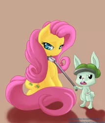 Size: 2828x3311 | Tagged: angel bunny, artist:crombiettw, collar, derpibooru import, female, femsub, flutterpet, fluttershy, hilarious in hindsight, leash, male, maledom, pet play, submissive, suggestive