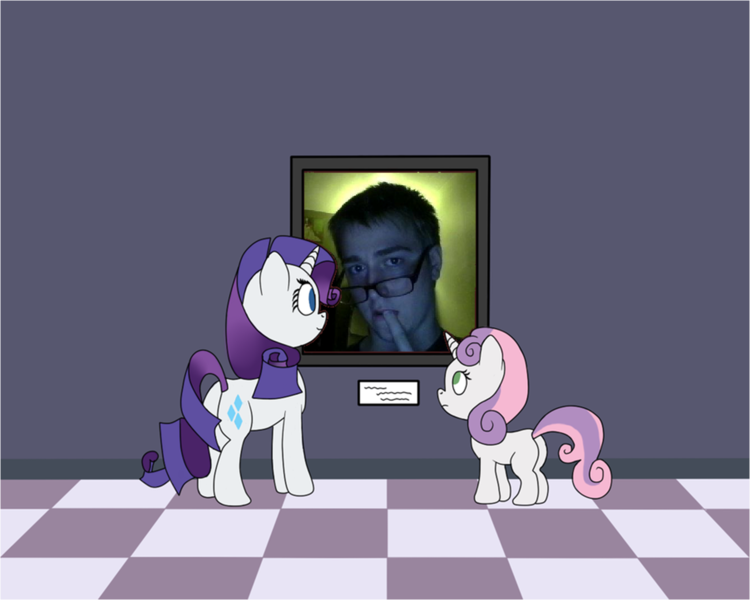 Size: 1408x1127 | Tagged: derpibooru import, exploitable meme, museum meme, rarity, safe, sweetie belle, trollvorlord