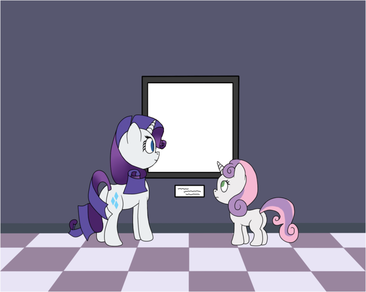 Size: 902x722 | Tagged: derpibooru import, exploitable meme, modern art, museum meme, picture, rarity, safe, sweetie belle, template, vector