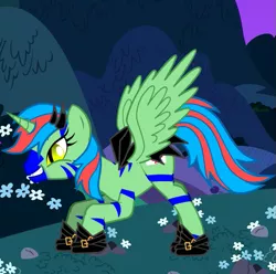 Size: 521x517 | Tagged: safe, derpibooru import, oc, unofficial characters only, alicorn, pony, pony creator, alicorn oc, clothes, donut steel, ponymaker, shoes, solo, wat, why