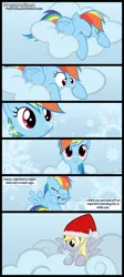 Size: 1500x3351 | Tagged: safe, artist:foxy-noxy, derpibooru import, derpy hooves, rainbow dash, pegasus, pony, comic, female, hat, mare, santa hat, snow, snowfall, snowflake