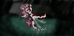 Size: 4240x2055 | Tagged: alex warlorn, angry pie, blood, bloodshot eyes, derpibooru import, discorded, fanfic, fanfic art, grimdark, marbles, pinkie pie, pony pov series, reharmonized ponies, slapstick, slipping