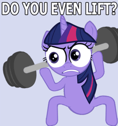 Size: 392x419 | Tagged: safe, derpibooru import, twilight sparkle, spoiler:s03, animated, do you even lift, special eyes, wat