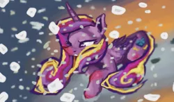 Size: 947x558 | Tagged: artist:gingersexual, derpibooru import, princess cadance, safe, snow, snowfall, solo