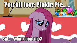 Size: 1280x716 | Tagged: caption, derpibooru import, image macro, meme, pinkamena diane pie, pinkie pie, sad, safe