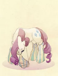 Size: 797x1041 | Tagged: artist:wolfiedrawie, clothes, derpibooru import, palindrome get, rarity, safe, socks, solo, striped socks, traditional art