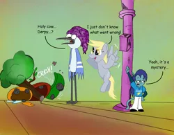 Size: 2165x1688 | Tagged: safe, artist:cartuneslover16, derpibooru import, derpy hooves, oc, pegasus, pony, chowder, comic sans, crossover, female, florentine, mare, mordecai, non-mlp oc, regular show