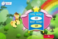 Size: 960x640 | Tagged: safe, derpibooru import, screencap, braeburn, earth pony, pony, clear the skies, gameloft, glimmer wings, wings