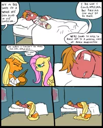 Size: 827x1025 | Tagged: safe, artist:metal-kitty, derpibooru import, applejack, big macintosh, fluttershy, earth pony, pony, comic:mlp project, bandage, comic, male, sad, stallion