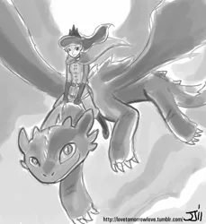 Size: 914x1000 | Tagged: artist:johnjoseco, cape, clothes, crossover, derpibooru import, dragon, duo, female, gray background, grayscale, how to train your dragon, human, humanized, humans riding dragons, male, military uniform, monochrome, night fury, princess luna, riding, safe, simple background, spread wings, toothless the dragon, uniform, warrior luna, wings, woman