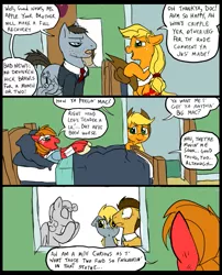 Size: 827x1025 | Tagged: safe, artist:metal-kitty, derpibooru import, applejack, big macintosh, derpy hooves, doctor whooves, time turner, ponified, earth pony, pony, comic:mlp project, comic, doctor who, gregory house, hospital, house m.d., male, stallion, weeping angel