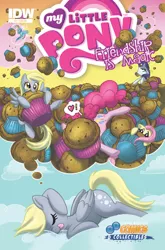 Size: 632x960 | Tagged: safe, derpibooru import, idw, official, derpy hooves, fluttershy, pinkie pie, rainbow dash, rarity, pegasus, pony, comic, cover, dream, female, idw advertisement, mare, muffin, official comic