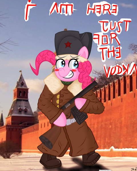 Size: 2000x2500 | Tagged: artist:jhannrahn, blushing, derpibooru import, fake cyrillic, moscow, pinkie pie, russian, safe, soviet