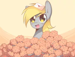 Size: 900x675 | Tagged: safe, artist:pekou, derpibooru import, derpy hooves, pegasus, pony, female, letter, mare, muffin, solo, that pony sure does love muffins