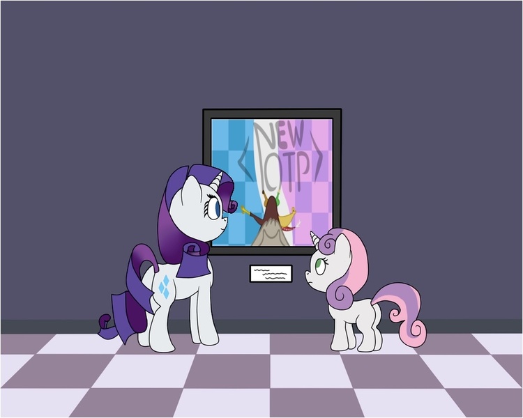 Size: 902x722 | Tagged: derpibooru import, discord, exploitable meme, museum meme, otp, picture, rarity, safe, sweetie belle