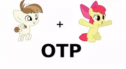 Size: 1024x563 | Tagged: apple bloom, crack shipping, derpibooru import, exploitable meme, featherbloom, featherweight, female, male, meme, otp, safe, shipping, spider-man, straight, vector