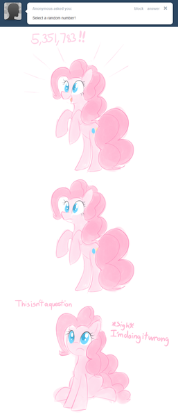 Size: 547x1276 | Tagged: safe, artist:bambooharvester, derpibooru import, pinkie pie, pony, ask, bipedal, pinkie pie replies, solo, tumblr