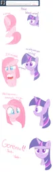 Size: 660x2128 | Tagged: artist:bambooharvester, ask, crying, cupcake, derpibooru import, pinkie pie, pinkie pie replies, sad, safe, tumblr, twilight sparkle, unamused