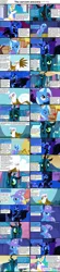 Size: 1282x5803 | Tagged: safe, derpibooru import, gilda, nightmare moon, princess celestia, queen chrysalis, trixie, alicorn, changeling, changeling queen, gryphon, unicorn, comic:celestia's servant interview, caption, comic, cs captions, female, interview, mare